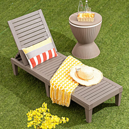RELAX4LIFE 3-in-1 Tavolino Bar da Esterno/Tavolo Frigo/Secchiello Portaghiaccio 30L, Altezza Regolabile 57,5/82cm, Effetto Rattan PP resistente UV, per Esterno Giardino Piscina Campeggio (Marrone)