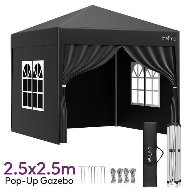 Gazebo Pop-Up 2.5x2.5m con Pareti Laterali – Impermeabile e Anti-UV