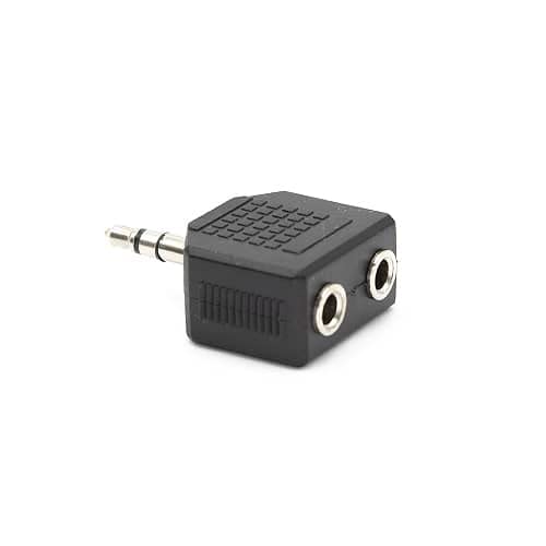 CABLEPELADO - Adattatore splitter audio stereo da 2 x 3,5 mm femmina a 3,5 mm femmina, adattatore splitter per cuffie e jack, compatibile con iPod, iPhone, iPad, Samsung, lettore MP3, nero