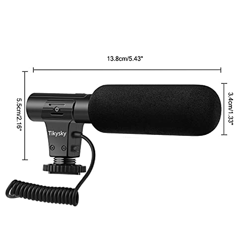 tikysky Microfono per fotocamera, M-1 Microfono video per DSLR Intervista Shotgun Mic per Canon Nikon Sony Fuji Videomic con parabrezza Jack da 3,5 mm