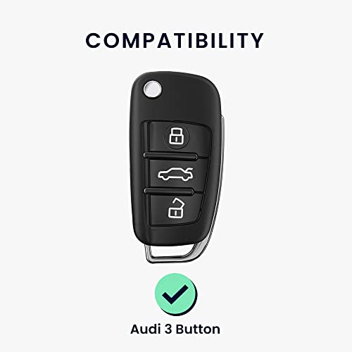 kwmobile Custodia Coprichiave Compatibile con Audi con 3 tasti pieghevole Cover - Copri Telecomando Chiave Auto - Copri Chiavi Macchina nero/rosso