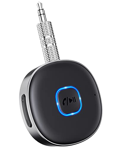 Mohard Ricevitore Bluetooth 5.0, Mini Aux Bluetooth Auto per Stereo/Altoparlante/Cuffie Cablate, Adattatore Bluetooth Auto Jack 3.5 mm, Chiamate in Vivavoce, Connessione Doppia, 16 Ore di Riproduzione