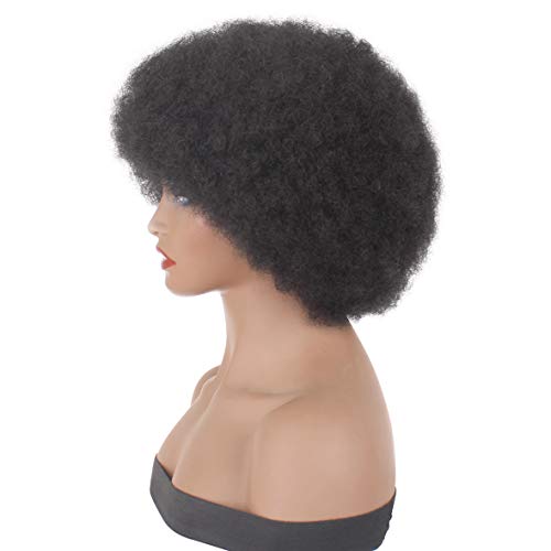 Xtrend Parrucche corte afro crespi ricci ricci neri soffici afro ricci parrucche sintetiche resistenti al calore parrucche morbide ricci ricci parrucche per donne nere 1B #