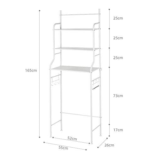 Sarah Scaffale da Bagno, a 3 Ripiani, Salvaspazio Organizer Scaffale di Stoccaggio, Scaffale per Il Bagno al di sopra di Lavatrice (Bianco)