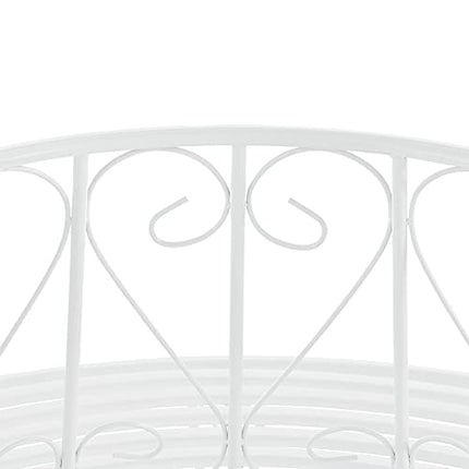 [en.casa] Panca Circolare da Giardino, Seduta Rotonda per Albero, Panchina in Acciaio (ØxA) 160cm x 84cm Struttura Decorativa - Bianco