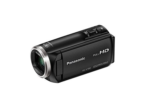 Panasonic HC-V180EG-K Videocamera Full HD (sensore da 1/5, 8 pollici, Full HD, zoom ottico 50x, grandangolo da 28 mm, stabilizzatore d'immagine a 5 assi opzionale OIS ibrido +) nero