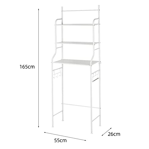 Scaffale Bagno e WC Mobile da Mettere sopra al WC, Mobile sopra toilettes, 3 Ripiani (bianco)