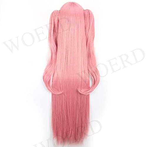 WOERD Krul Tepes parrucca lunga con frangia, capelli sintetici sintetici resistenti al calore, per Halloween, Natale, carnevale (dimensioni: con copricapo, colore: 90 cm)