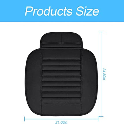 Coprisedile Auto Universale in Pelle per, Cuscino Sedile Auto Anteriore, Cuscinetti per Sedile Auto, Antiscivolo, Morbido, Copri Seduta Sedile Auto in Pelle Traspiranti in Carbone di Bambù (Nero)