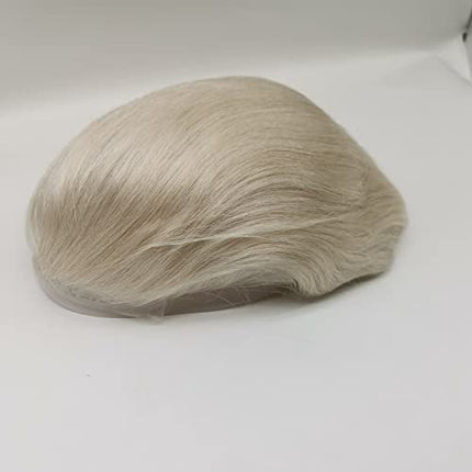 360 Parrucche di Pizzo Pieno Full Lace Parrucca Uomo per Afro Uomini Sistema di Sostituzione dei Capelli Protesi Capelli Uomo 8×10 Pollici Pelle Sottile 0.06cm Spessore Parrucche (Gray)