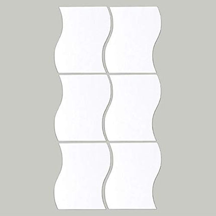 Ftchoice 6pcs 3D Wave Wall Stickers Specchio Adesivi Rimovibili per Camera Decorazione Della Parete 12X10cm argento, 6 pezzi