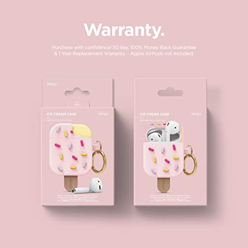 elago Gelato Custodia Cover in Silicone Morbido con Moschettone Portachiavi Compatibile con AirPods 2 & 1 - Unico 3D Cover Ice Cream Carina Regalo Cover Kawaii (Fragola)