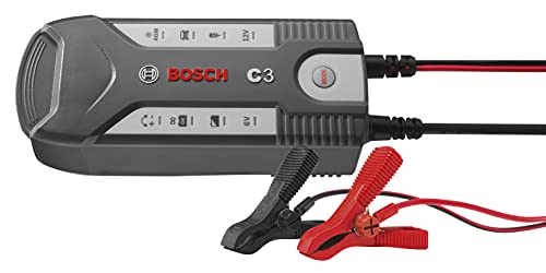 Bosch Automotive C3 Caricabatterie Intelligente E Automatico 6V-12V / 3.8A, Nero, Rosso, ‎7.49 x 5.21 x 18.01 cm, 710 grammi