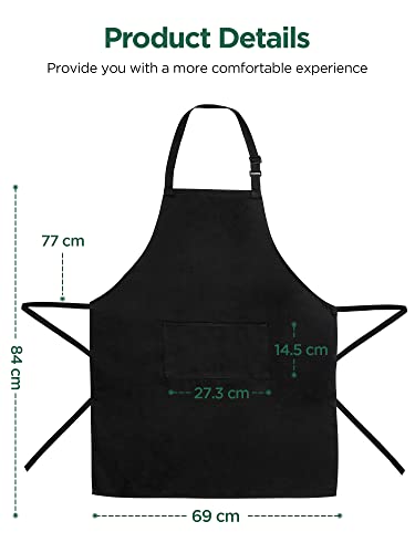 InnoGear 12 pezzi Grembiuli da cuoco con 2 tasche unisex regolabili da uomo, grembiuli da donna, per casa, cucina, ristorante, caffetteria (poliestere nero)