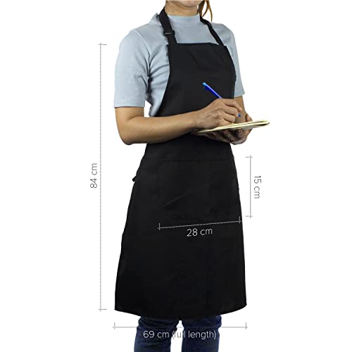 Joejis - Grembiule da cucina unisex nero in - Confezione da 3, perfetto in cucina, ristorante, bar o evento di catering