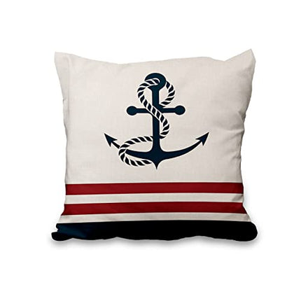 Aoihrraan 46x46cm Confezione Da 4 Copricuscini Divano Nautico Oceano Ancora Faro Barca A Vela Blu Navy Biancheria Quadrata Federe Per Cuscini Decorare In Lino Arredo Casa Giardino Camera Letto