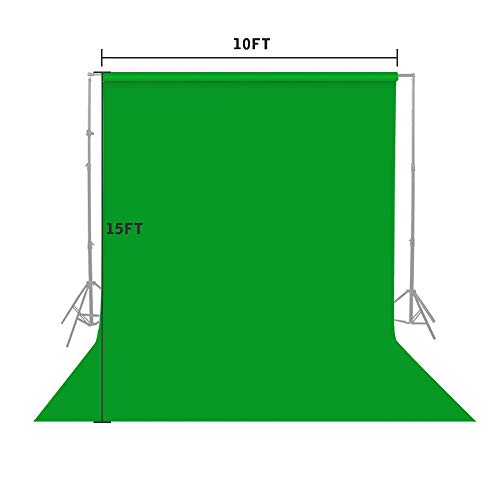 Spardar Green Screen, 3 x 4,5M Telo Verde Sfondo Fotografico, 4 x Morsetti a Molla e 1 x Borsa di trasporto, Sfondo Pro Pieghevole di Materiale Cotone per fondale fotografico, Video e Televisione