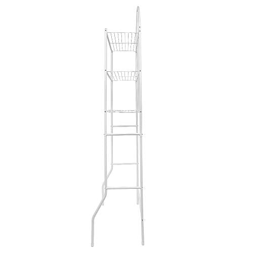 RELOVE Scaffale Multifunzione per Bagno Rack Mensole Salvaspazio, Organizer per Bagno, WC, Bidet e Lavanderia, 3 Ripiani Portaoggetti in Ferro, Portasciugamani (65 * 34 * 177cm (bianco))