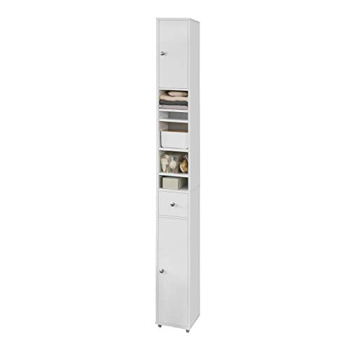 SoBuy Armadio Colonna bagno, Mobile bagno alto con 2 Ante e 1 cassetto altezza: 180 cm BZR34-W IT