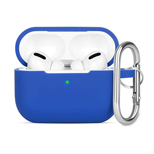 KOKOKA Custodia in Silicone Compatibile con AirPods Pro 2, Case Cover Protettiva in Premium Silicone per Airpods Pro 2 (2022 Released) Custodia con Moschettone, LED Frontale Visibile, Blu