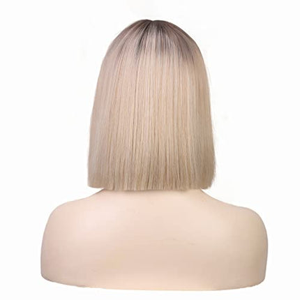 Parrucca caschetto bionde con pony, per donne e ragazze, corta e dritta, sintetica, per cosplay, parrucca quotidiana per donne, viola chiaro, 002Y