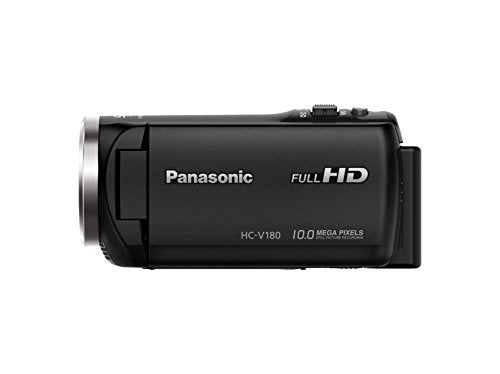 Panasonic HC-V180EG-K Videocamera Full HD (sensore da 1/5, 8 pollici, Full HD, zoom ottico 50x, grandangolo da 28 mm, stabilizzatore d'immagine a 5 assi opzionale OIS ibrido +) nero