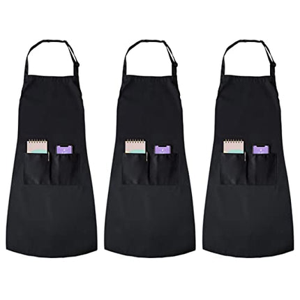 Joejis - Grembiule da cucina unisex nero in - Confezione da 3, perfetto in cucina, ristorante, bar o evento di catering