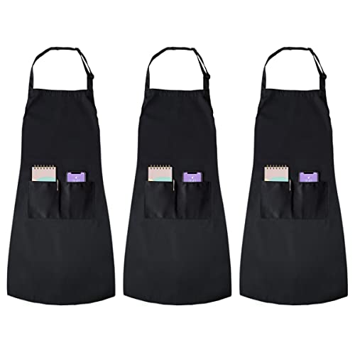 Joejis - Grembiule da cucina unisex nero in - Confezione da 3, perfetto in cucina, ristorante, bar o evento di catering