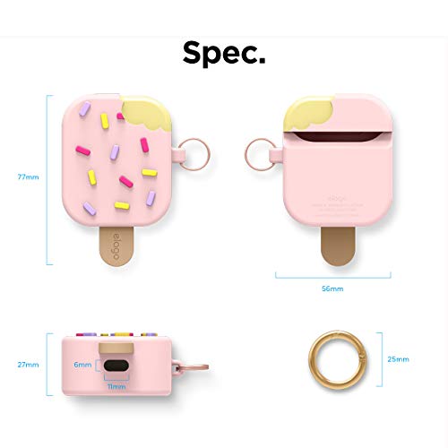 elago Gelato Custodia Cover in Silicone Morbido con Moschettone Portachiavi Compatibile con AirPods 2 & 1 - Unico 3D Cover Ice Cream Carina Regalo Cover Kawaii (Fragola)