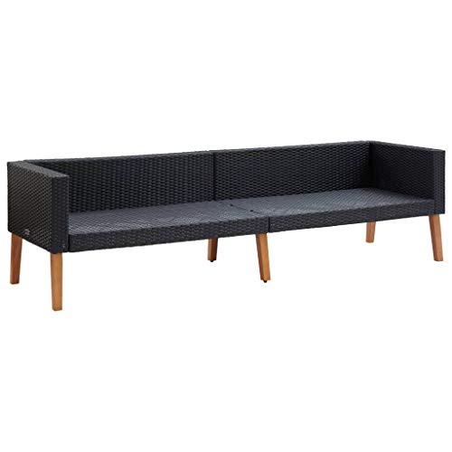 vidaXL Divano da Giardino a 3 Posti con Cuscini Sofà Dormeuse Chaise Longue Poltrona Divanetto Canapè Arredo Salotto Esterno in Polyrattan Nero