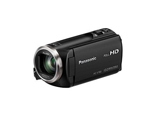 Panasonic HC-V180EG-K Videocamera Full HD (sensore da 1/5, 8 pollici, Full HD, zoom ottico 50x, grandangolo da 28 mm, stabilizzatore d'immagine a 5 assi opzionale OIS ibrido +) nero