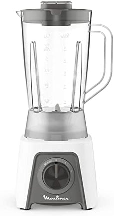 Moulinex LM2C0110 Blendeo + Frullatore Elettrico, 450 W, 1.5 L, Tritatutto con 2 Velocità e Funzione Pulse, Blender Frullato e con Funzione Tritaghiaccio, Etichetta Duraforce e Tappo Dosatore, Bianco
