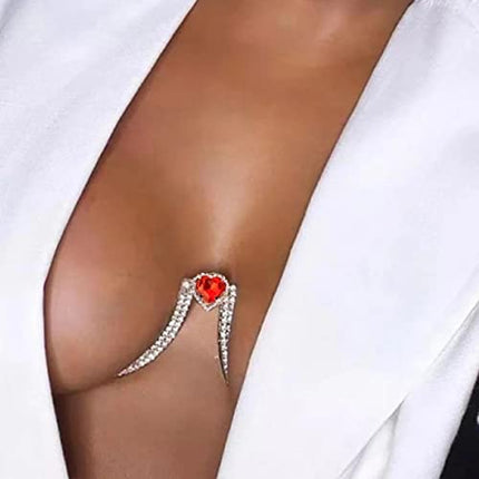 YAHOYA Petto Staffa Doppio Ciondolo Cuore Reggiseni Catena Collana Corpo Gioielli Strass Top Fashion Gift Beach Bikini Costumi da Bagno Donne