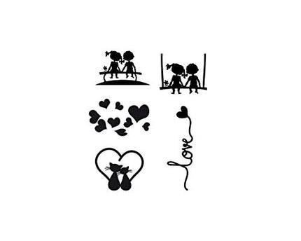 StickerDesign Adesivi per interruttore 5 Pezzi spine placche BAMBINI SULLA PANCHINA ALTALENA LOVE CUORICINI GATTINI E CUORICINO Wall Stickers Decorazione Cameretta interni Casa Adesivo Murale