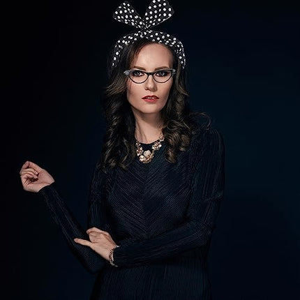 Mineup 5pcs Set di Accessori per Costumi Anni '50, Accessori per Costume da Donna Anni '50, Accessori Costumi Anni '50 fascia occhiali orecchini guanti Collana per Festa Compleanno Carnevale e Laurea