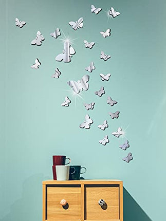 Adesivi Murali Farfalle 3D Specchio a Farfalla Adesivi Murali Tridimensionali Acrilico Rimovibile 25 Pezzi Fai dante Adesivi Murali Decorazione da Muro per Casa/Hotel/Salotto/Camera da Letto/Cucina