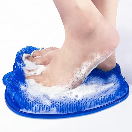 Tappetino per Piedi Scrubber, Pad Massaggio Doccia Piede Spazzola Antiscivolo con Ventose, Ideale per Ridurre il Dolore e Migliorare La Circolazione Sanguigna Del Piede, Esfoliare (blue)