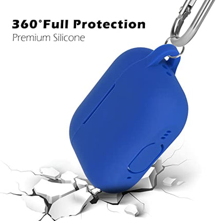 KOKOKA Custodia in Silicone Compatibile con AirPods Pro 2, Case Cover Protettiva in Premium Silicone per Airpods Pro 2 (2022 Released) Custodia con Moschettone, LED Frontale Visibile, Blu