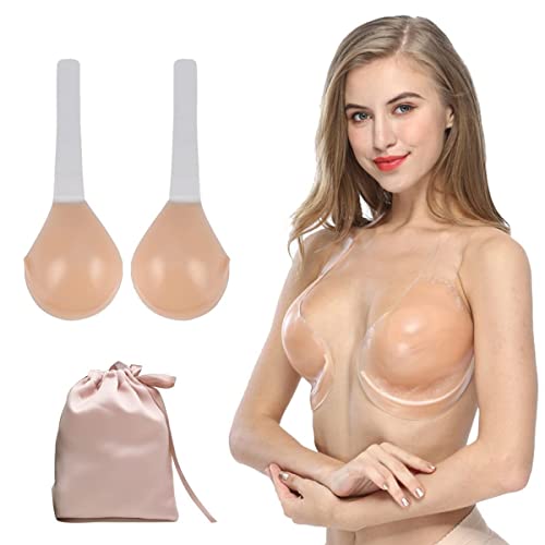 DIOB Invisilift Bra, Silicone Adhesive Lift Bra, Lily Lift Bra Conceal Lift Bra, Transparent Strap Tape Sticky Bras (DD)