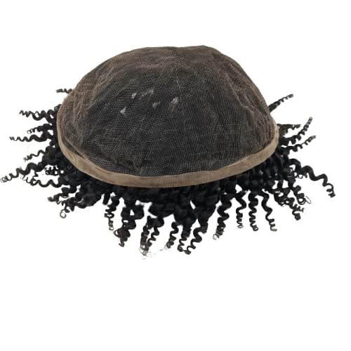 N.L.W 360 parrucche da uomo del merletto completo per il sistema di sostituzione dei capelli degli uomini neri di Afro 8×10 pollici (#1 8mm)