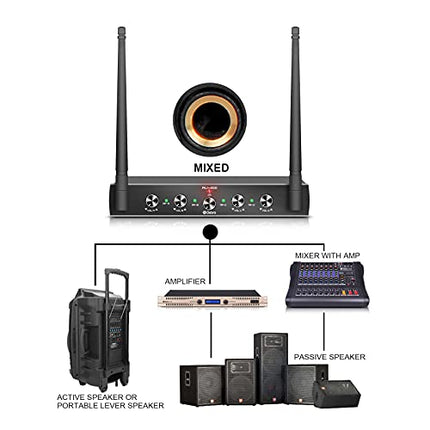 Debra Audio Pro UHF - Sistema di microfono wireless a 4 canali, con microfono lavalier, ricevitore in metallo, ideale per karaoke, feste di karaoke (4 Bodypack (B))