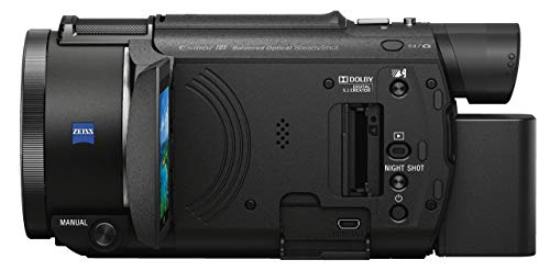 Sony FDR-AX53 Videocamera 4K Ultra HD con Sensore CMOS Exmor R, Ottica Grandangolare Zeiss 26.8 mm, Zoom Ottico 20x, Stabilizzazione Attiva a 5 Assi, Nero