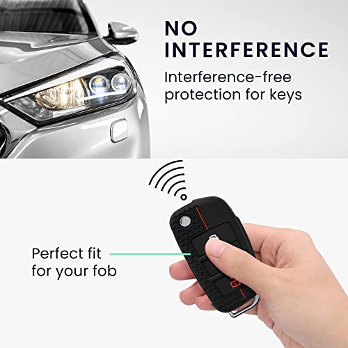 kwmobile Custodia Coprichiave Compatibile con Audi con 3 tasti pieghevole Cover - Copri Telecomando Chiave Auto - Copri Chiavi Macchina nero/rosso