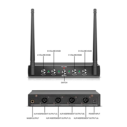 Debra Audio Pro UHF - Sistema di microfono wireless a 4 canali, con microfono lavalier, ricevitore in metallo, ideale per karaoke, feste di karaoke (4 Bodypack (B))