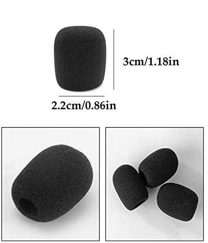 LICHUANUK Set 5x Filtri Antipop Microfono 3x2,2x0,8 cm - Protezioni Microfoni per Cuffie - Antivento e Antirumore - in Schiuma nero