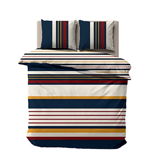 NAUTICA Home Hollins Set di biancheria da letto in 100% cotone satinato, 255 x 205 cm + 50 x 80 cm (2 federe)