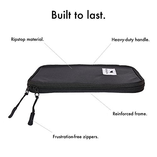 Nomalite Organizzatore per Cavi da Viaggio Custodia Nera per Cavi, caricabatteria e Accessori elettronici con 5 Tasche, 20 Elastici & 3 Aperture per SIM Card/USB. Ideale per Escursioni/Lavoro.