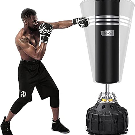 Dripex Sacco da Boxe da Terra Pesante 178cm Adulti ABS Base con 19 ventose Riempibile 80kg sabbia / 60kg acqua Pugilato Kickboxing