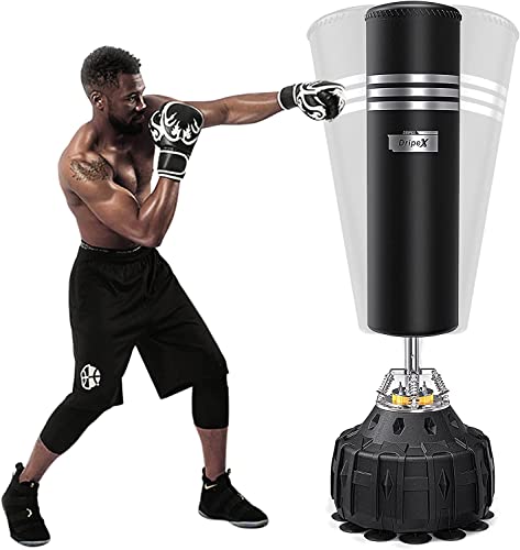 Dripex Sacco da Boxe da Terra Pesante 178cm Adulti ABS Base con 19 ventose Riempibile 80kg sabbia / 60kg acqua Pugilato Kickboxing