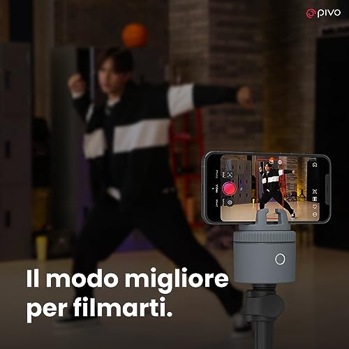 Pivo Pod Lite Sensore di movimento automatico Tracking Supporto e Pod Smartphone per creazione di contenuti a mani libere Rotazione 360° Bluetooth Registrazione Video Supporto per fotocamera